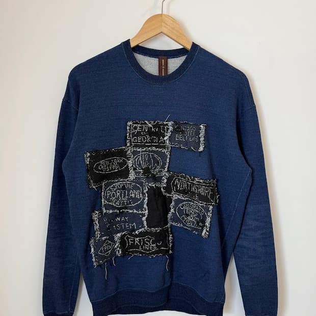 미하라 야스히로 빈티지 맨투맨티 블루