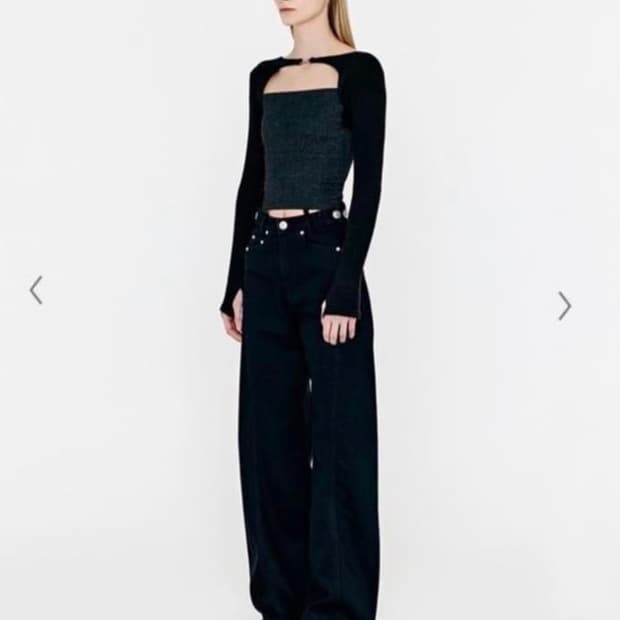 yuse 유즈 시그니처 와이드 데님 팬츠 블랙