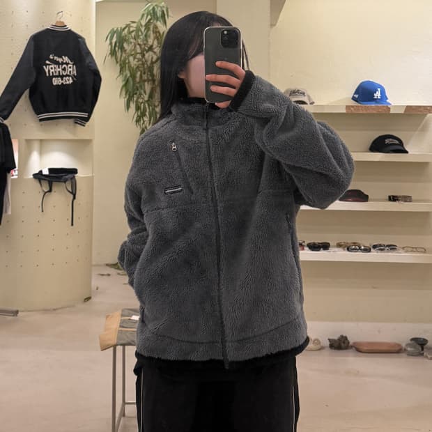 디스이즈네버댓 스몰로고 그레이 플리스 집업 U577