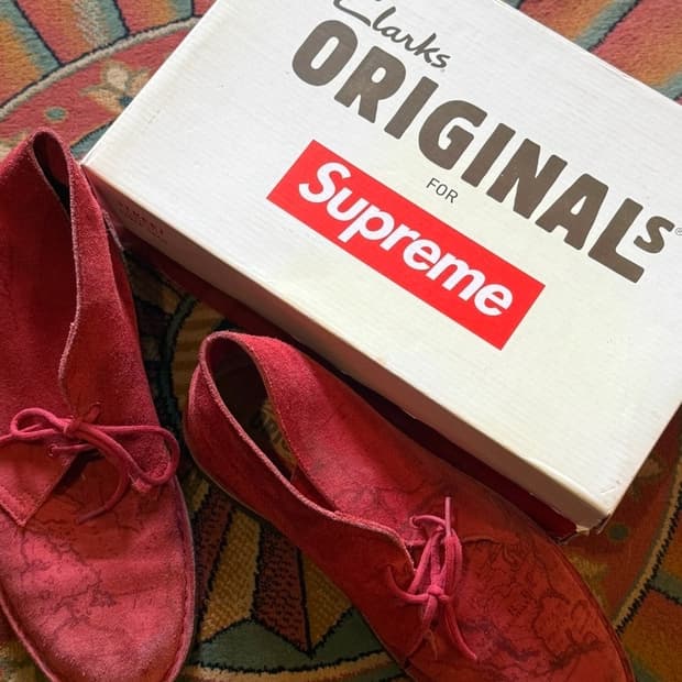 Clarks Originals x Supreme 데저트 맵 부츠 레드 스