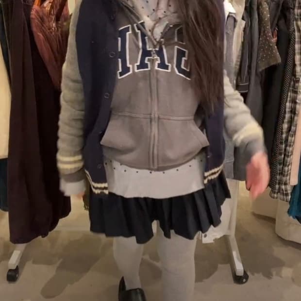 와걸셋트(갭후집+도트니트+울가디건)