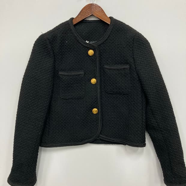 블랙 트위드 자켓