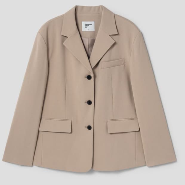 에잇세컨즈 폴리 3버튼 오버핏 재킷 베이지