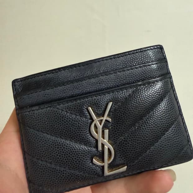 입생로랑 YSL 램스킨 카산드라 마틀라세 카드지갑 금장
