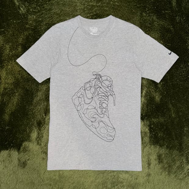 [S] 00s 나이키 Dept 카오스 스티치드 그래픽 티셔츠 그레이