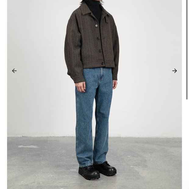 아모멘토 패디드 울 스트라이프 자켓 브라운 l