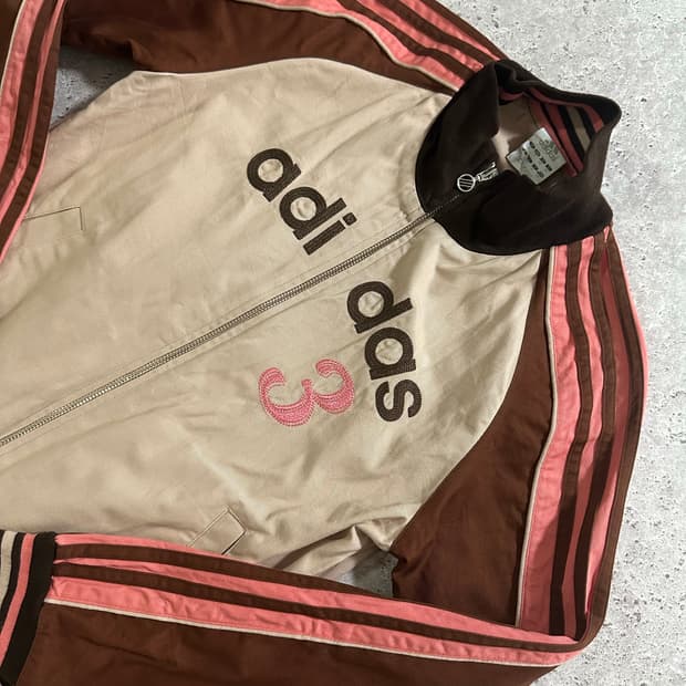 00s adidas 올드스쿨 브라운 핑크 코튼 자켓