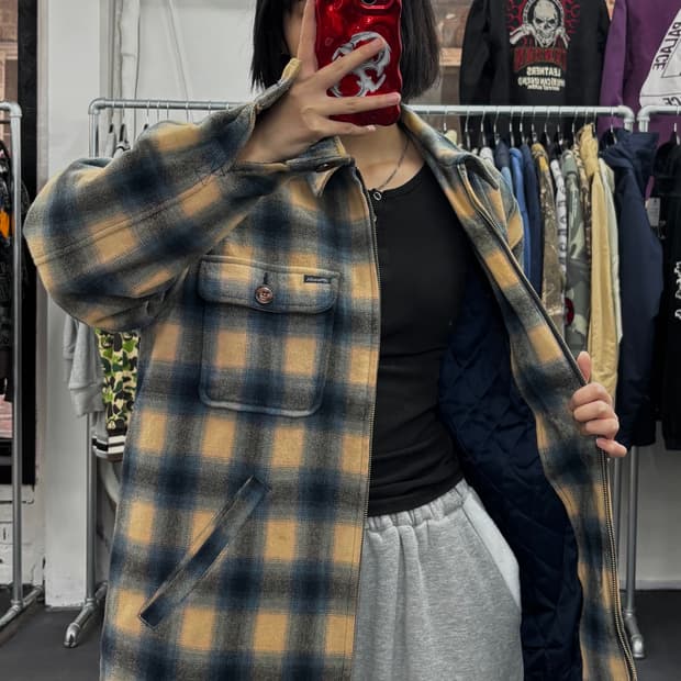 랭글러 체크 누빔 자켓