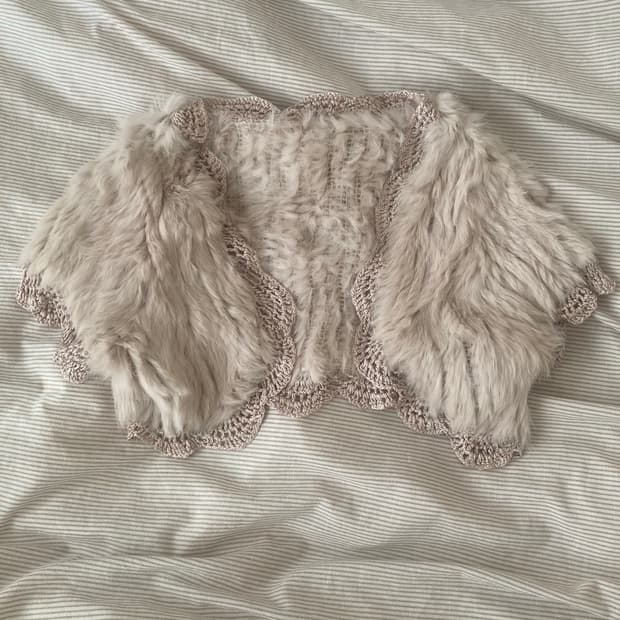 일본빈티지 래빗퍼 니트 볼레로 베스트 모리걸