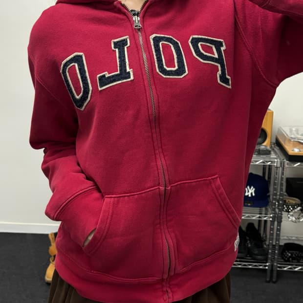 폴로 아플리케 로고 후드집업