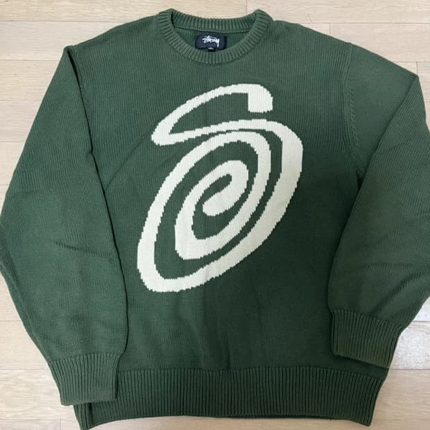 스투시 컬리니트 그린 L