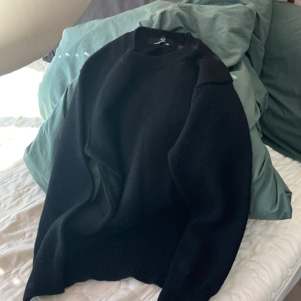 91aw tricot garçons black wool knit