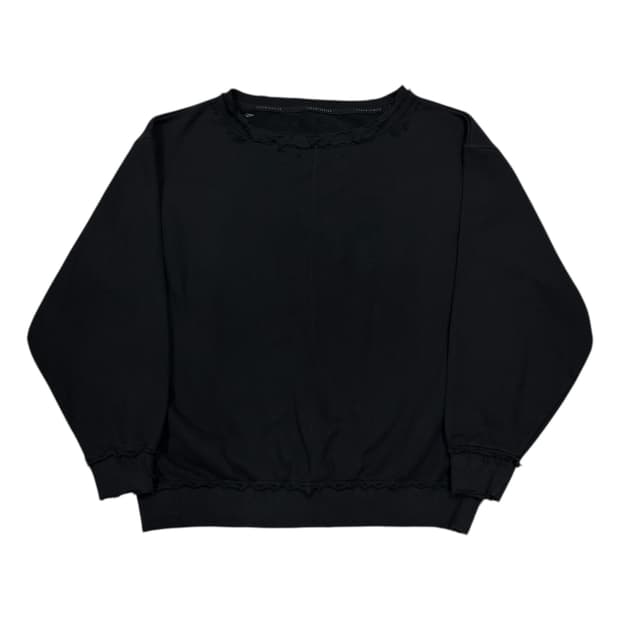 트리밍버드 스크레치 데미지 보트넥 스웻셔츠 맨투맨 블랙