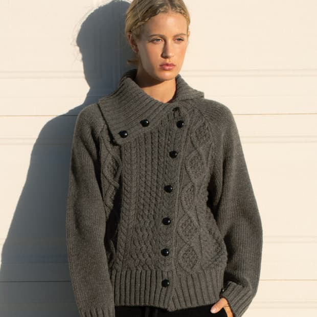 폴뉴아 터틀넥 래글런 니트(차콜)