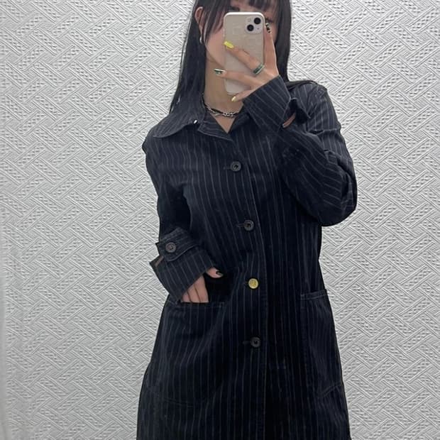 리바이스 올드스쿨 모던시크 스트라이프 버튼 코트 자켓 M C07503