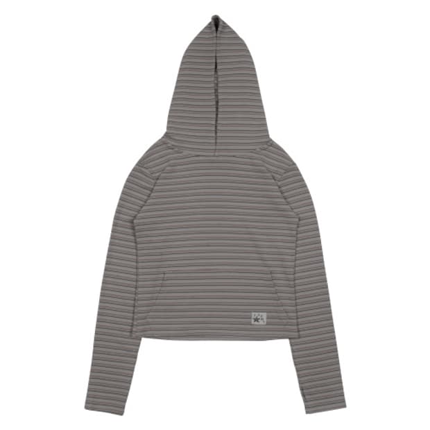 더콜디스트모먼트 TCM 스트라이프 크롭 후디 그레이