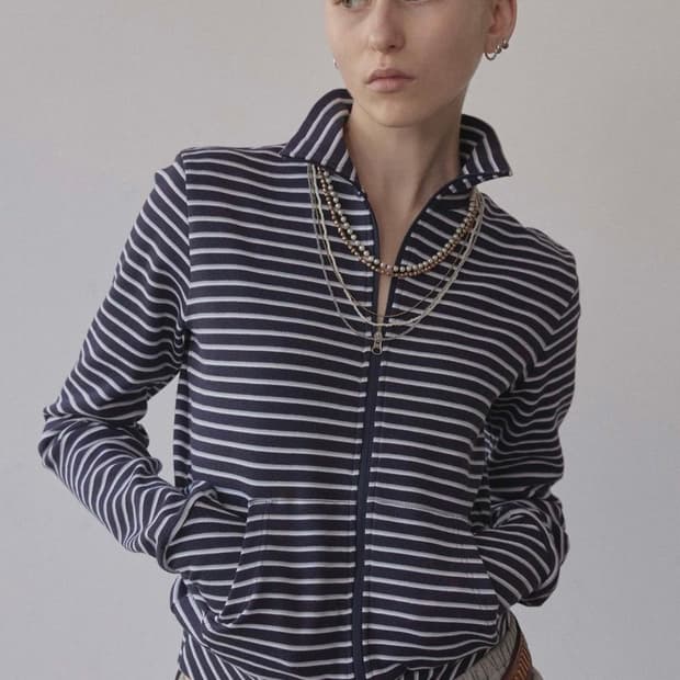스컬프터 Striped Track Jacket Navy