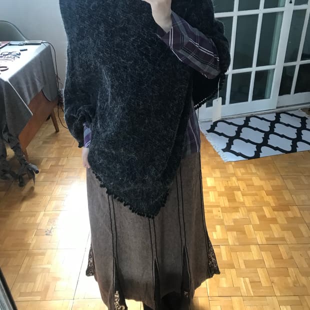 vintage turtle neck charcoal cape