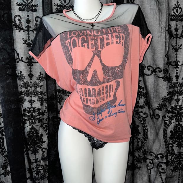 Coralpink skull dolman top