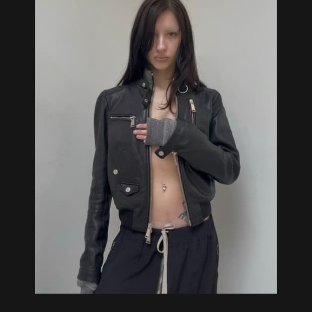 00s 디스퀘어드2 울니트 레더바이커 자켓