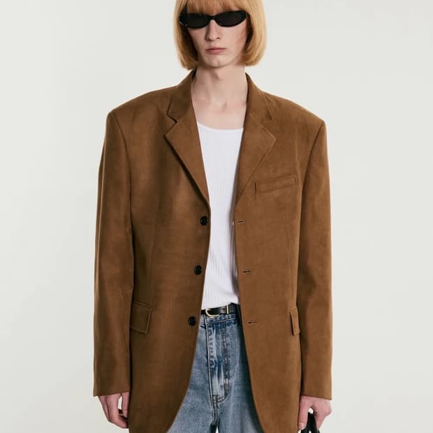 TNGT 오버사이즈 스웨이드 자켓 카멜 브라운 105