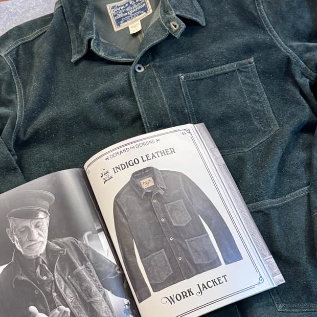 RRL 인디고 레더 워크 자켓
