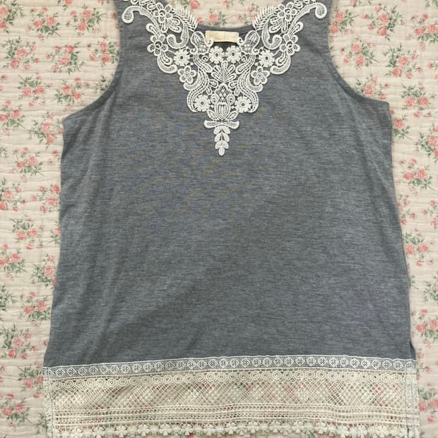 빈티지 어스 뮤직 그레이 크로셰 슬리브리스 1087 모리걸 y2k 스트릿