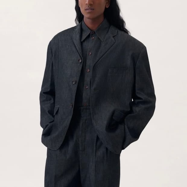 르메르 22SS 샴브레이 셔츠 앤트러사이트 데님 54