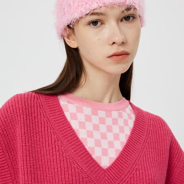 Moonsun (문선) 헤어리 비니 핑크 (os)