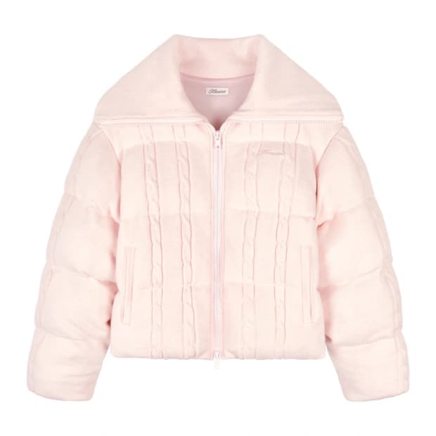 클리시어 츄츄 케이블 니트 패딩 핑크