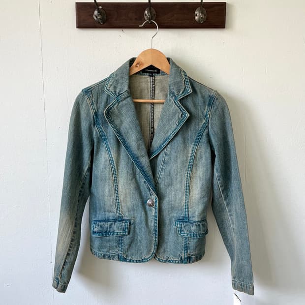 Ramonpole 원 버튼 스티치 데님 자켓