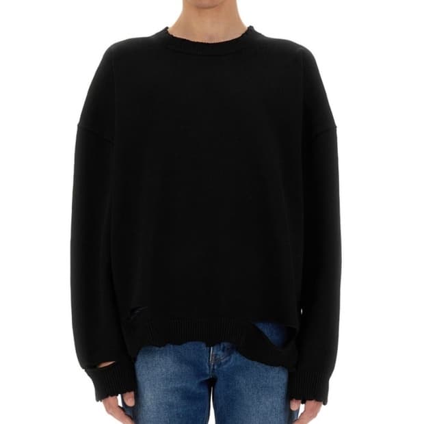 헬무트랭 디스트레스 코튼 니트