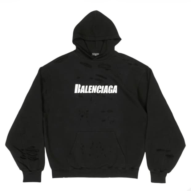 발렌시아가 캡 디스트로이드 후드 블랙 S