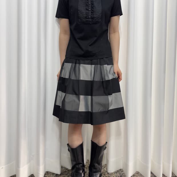 check midi skirt
