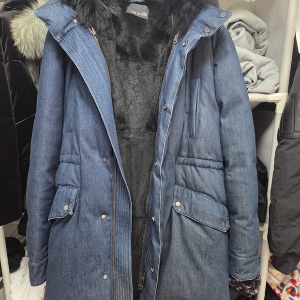 이브살로몬 데님패딩 내피 토끼털