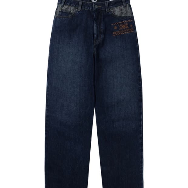 웰빙익스프레스 Embroidered Patch Jeans Blue 데님