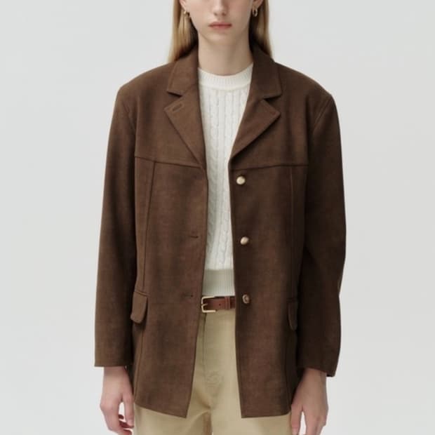 드파운드 suede tailored jacket - dark brown