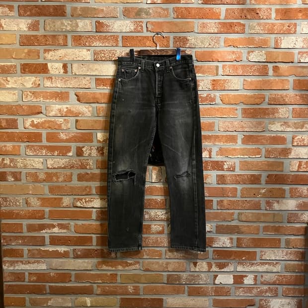90s USA 빈티지 리바이스 501 0660 블랙진 흑청 데님 팬츠