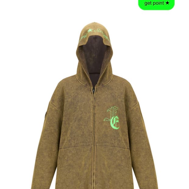 [F.E.E.S] color washing waffle zip-up