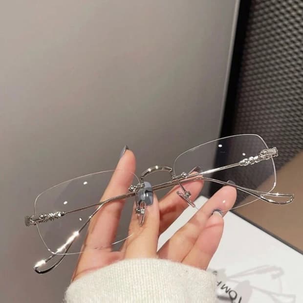 실버 무테 앤틱 장식 안경 새상품