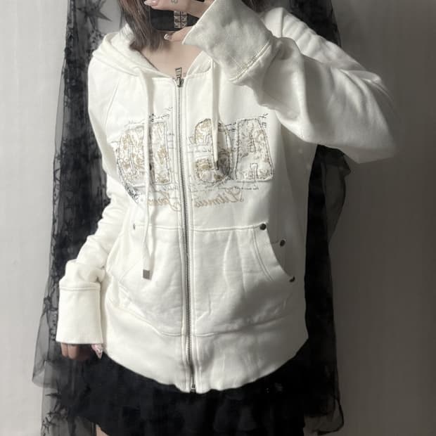 펑크 y2k 레터링 후드집업 