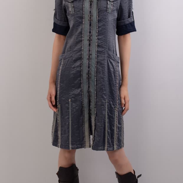 OZZONESTE GLOSSY MILITARY SHIRT DRESS