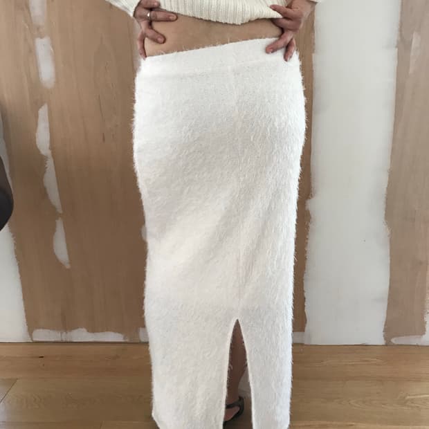 vintage ivory knit long skirt
