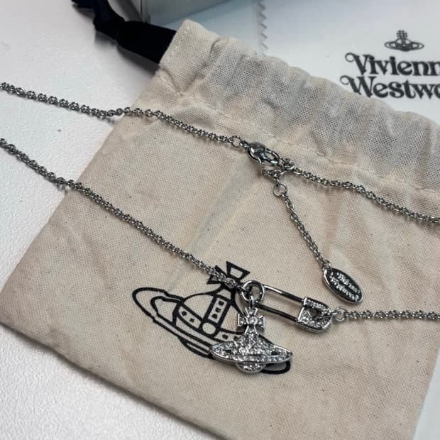비비안웨스트우드 아카이브 큐빅 세이프티핀 orb 팬던트 목걸이