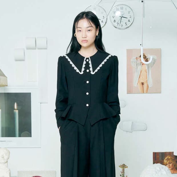더센토르(THE CENTAUR) 이하이 레이스카라 블라우스자켓 55새상품