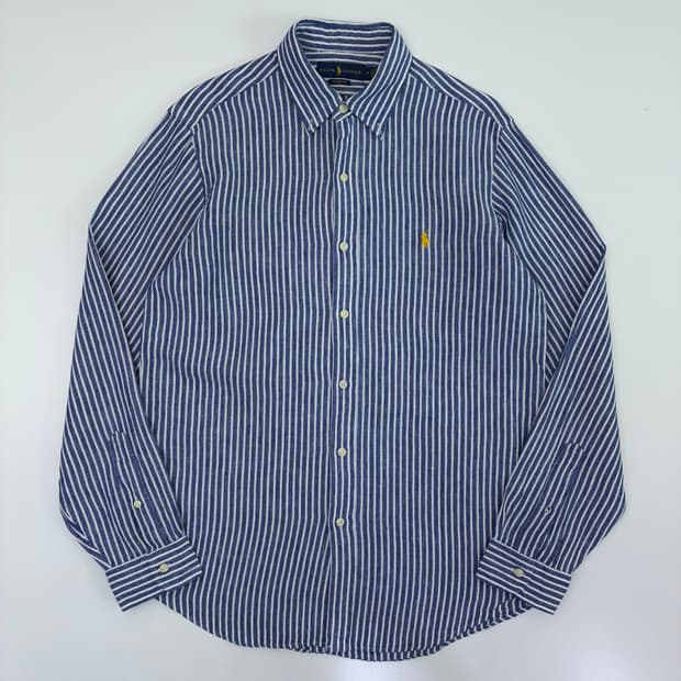 Polo 폴로 랄프로렌 신형 블루 스트라이프 린넨100% 셔츠