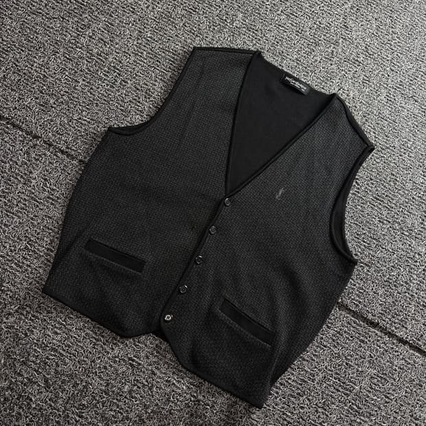 90s YSL 입생로랑 블랙 니트 베스트 3854