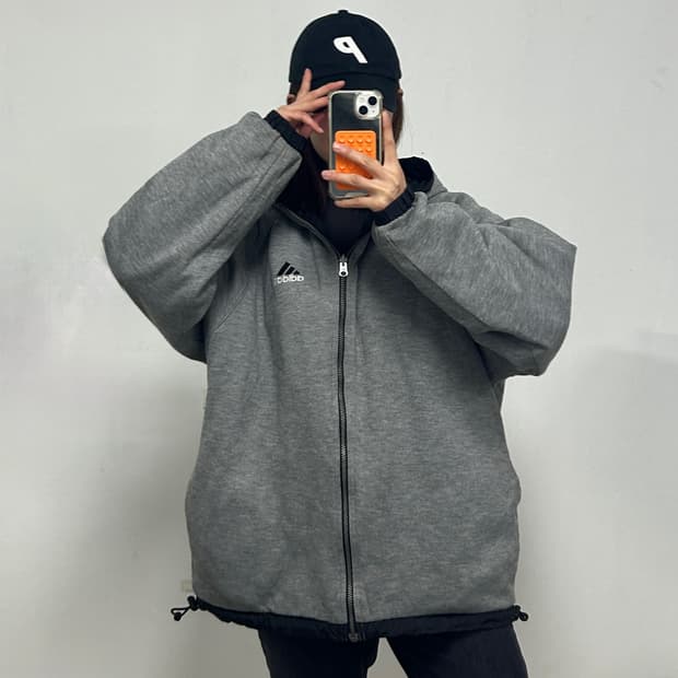 90s 아디다스 올드스쿨 빅로고 리버시블 후드 점퍼