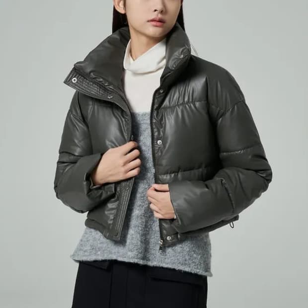 에잇세컨즈 숏 푸퍼 패딩 카키 (353X38MB2H)