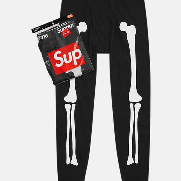 슈프림 헤인즈 본즈 써멀 팬츠 블랙 L사이즈